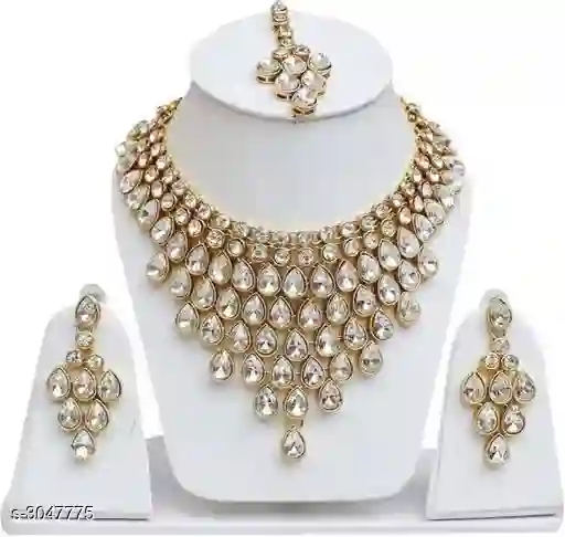 Designer Traditional Kundan Jewellery Set for Women – Heavy Statement Necklace with Earrings