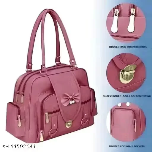 Handbag – Pink PU Casual Handbag (2 Compartments, Korean Style)
