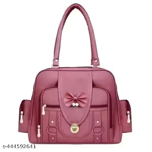 Handbag – Pink PU Casual Handbag (2 Compartments, Korean Style) - image 2