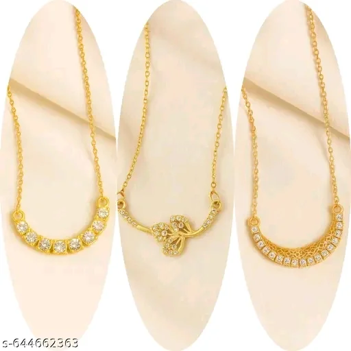 Elegant Gold-Plated Pendant Necklace for Women – Minimalist Crystal Chain Jewellery